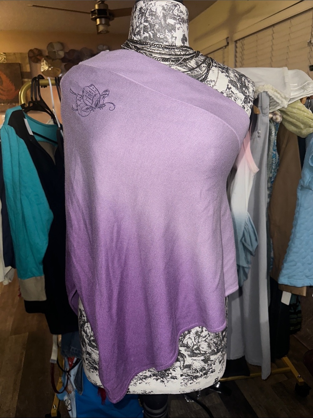 Dkny Lavender to Purple Ombre Off-Shoulder Sweater Wrap